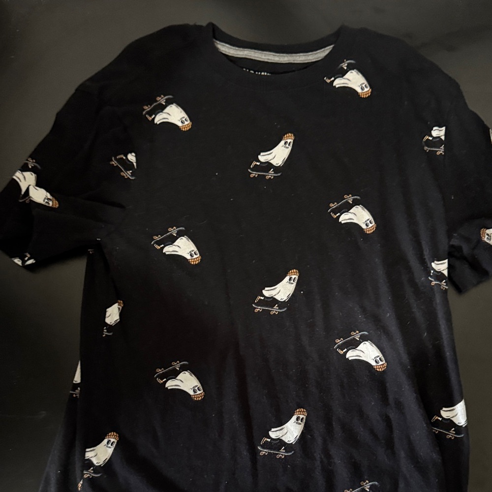 Old Navy Kids Black Tee with Skateboarding Ghosts